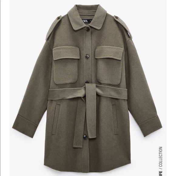 Zara Jackets & Blazers - Zara Wool Blend Belted Overshirt